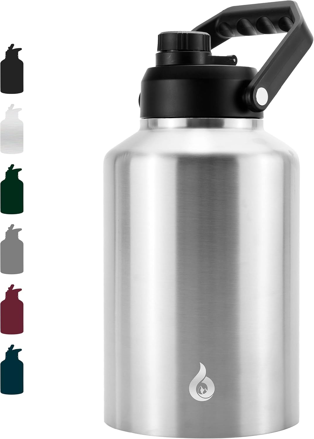BJPKPK One Gallon(128 oz) Insulated Water Bottle, Dishwasher Safe Stainless Steel Thermos, BPA Free Jug with Ergonomic Handle & Anti-slip Bottom, Large Water Bottle,Stainless Steel