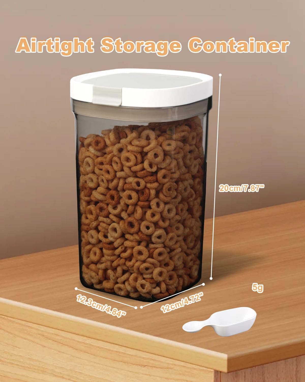 Airtight Food Storage Container with Scoop, 1.6 Qt Durable Plastic Pantry Kitchen Canister for Flour, Sugar, Coffee, Includes Scoop and Lid, BPA-Free, Stackable, Easy-Clean