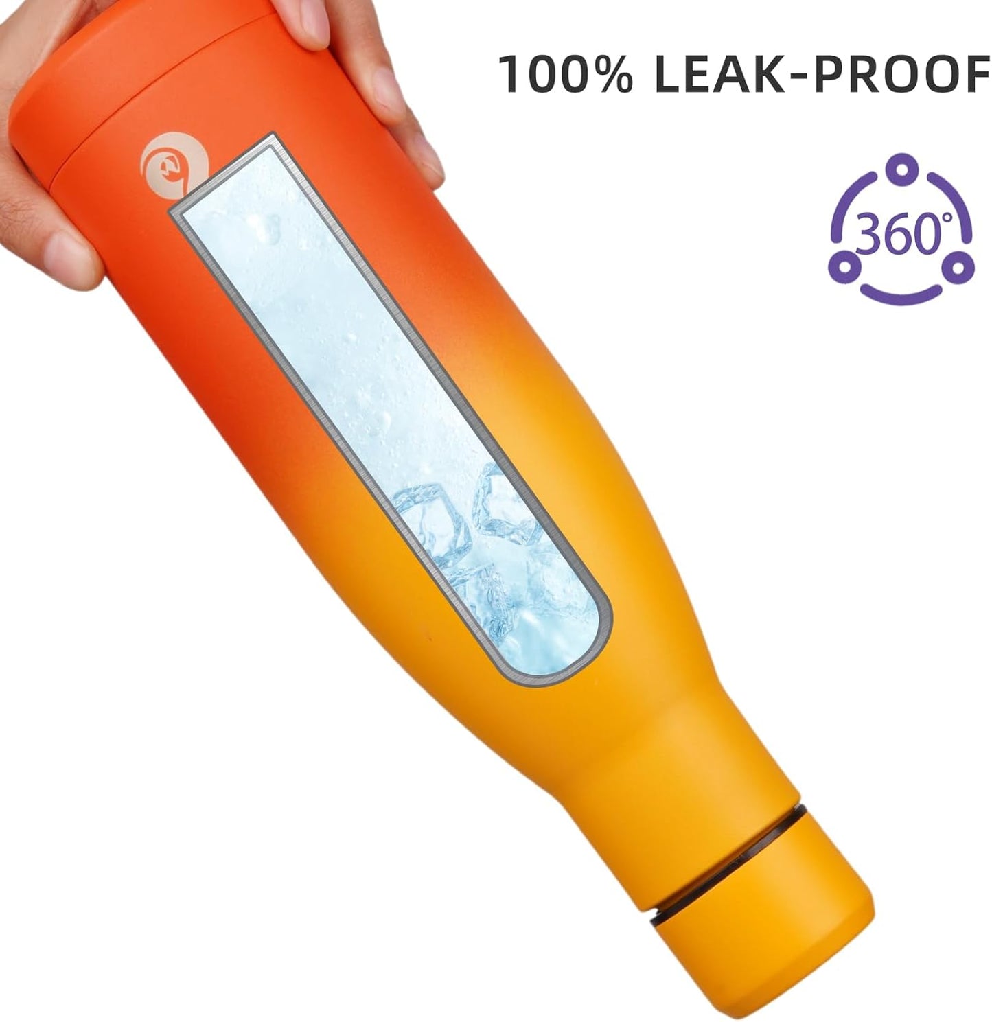 BJPKPK Insulated Water Bottle 17oz Stainless Steel Water Bottles Dishwasher Safe Reusable Metal Thermos Keep Cold and Hot,Sunset Orange