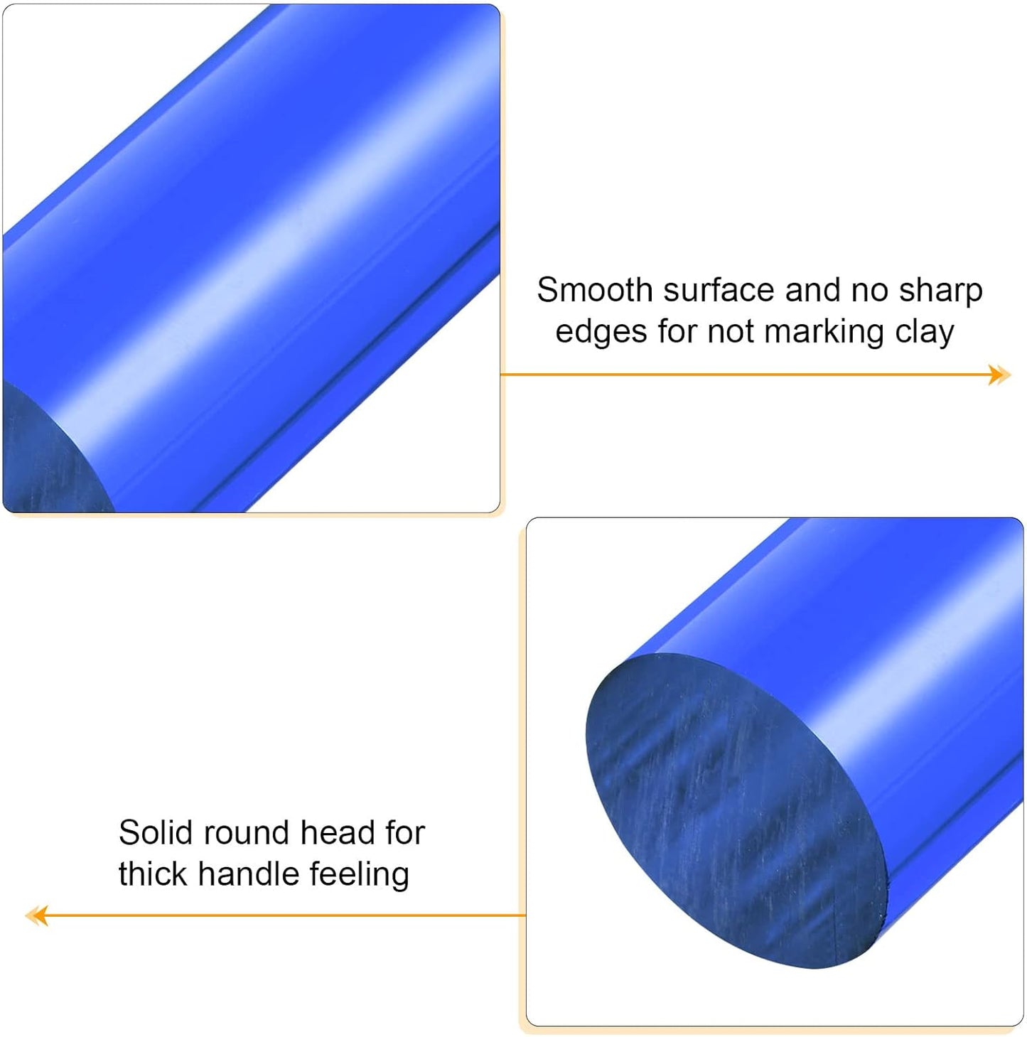 HARFINGTON Acrylic Clay Roller 8 Inch x 1 Inch Solid Non-Stick Plastic Round Tube Roller Polymer Clay Rod Fondant Rolling Pin for Shaping, Sculpting, Modeling DIY Crafts, Blue