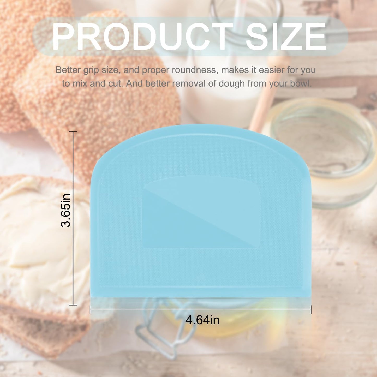 4 Pieces Food Scraper, Flexible Dough Scraper, Dough Scraper for Sourdough, Multifunctional Kitchen Scraper Tool, Baking Scraper, Bread Dough Cutter, Cake Smoother for Icing (White, Green, Blue, Pink)