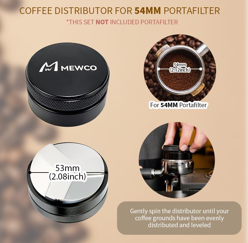 7 Pack Espresso Tamper Station&Coffee Distributor Tamper&Espresso WDT Stirrer&Coffee Tamping&Brush&Coffee Dosing Funnel&Espresso Puck Screen, Espresso Accessories for Bar Home Office (54 mm)