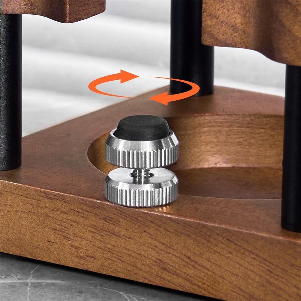 Adjustable Wooden Espresso Tamping Station, Coffee Tamper Base Portafilter Holder Compact Tamping Station Sapele Wood Coffee Portafilters Stand Base (A)