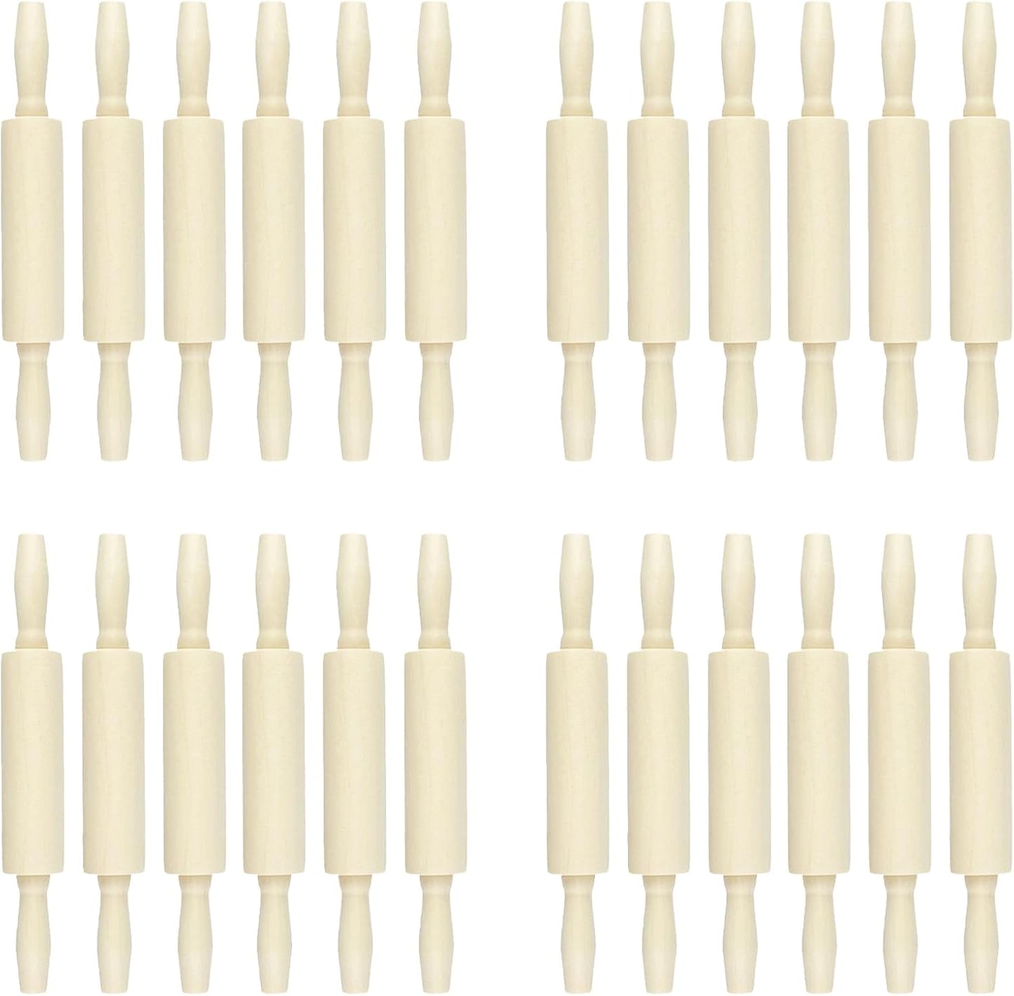 24 Pack Wood Small Rolling Pin for Kids, 7.9 Inch Kids Rolling Pin for Home Kitchen (24)