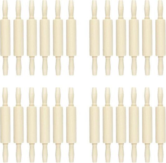 24 Pack Wood Small Rolling Pin for Kids, 7.9 Inch Kids Rolling Pin for Home Kitchen (24)