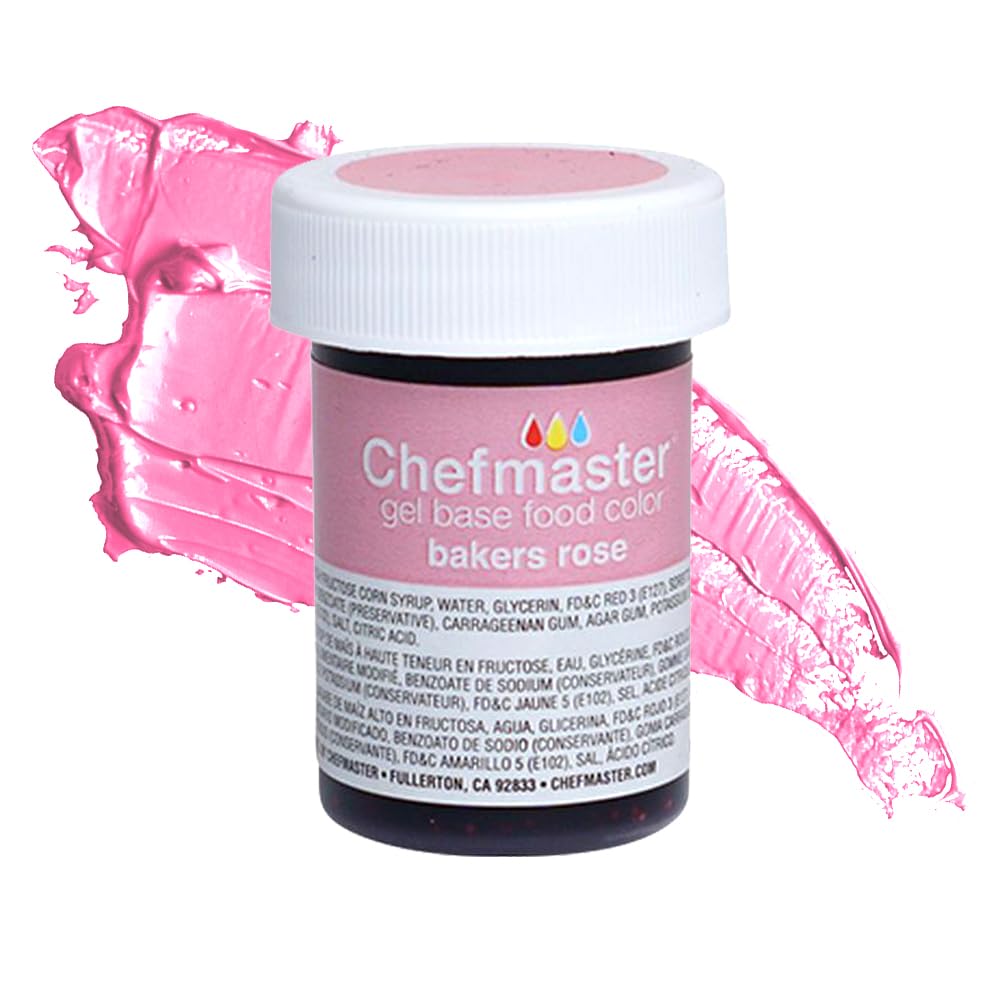 Chefmaster Baker's Rose Gel Food Coloring | Vibrant Color | Professional-Grade Dye for Icing, Frosting, Fondant | Baking & Decorating | Fade-Resistant | Easy-to-Use | Made in USA | 1 oz