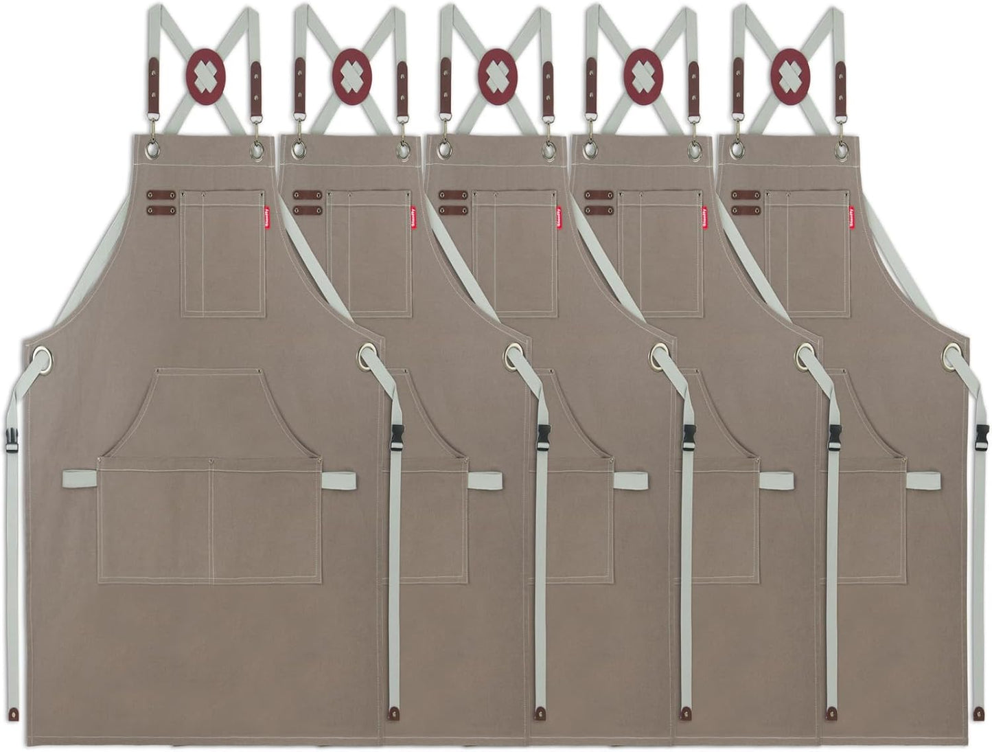 5 Pack Kitchen Apron, Work Apron, Canvas, Multiple Pockets, Gardening, Painting, BBQ, Artist, Carpenter, Sizes M to XXL, Dark Gray