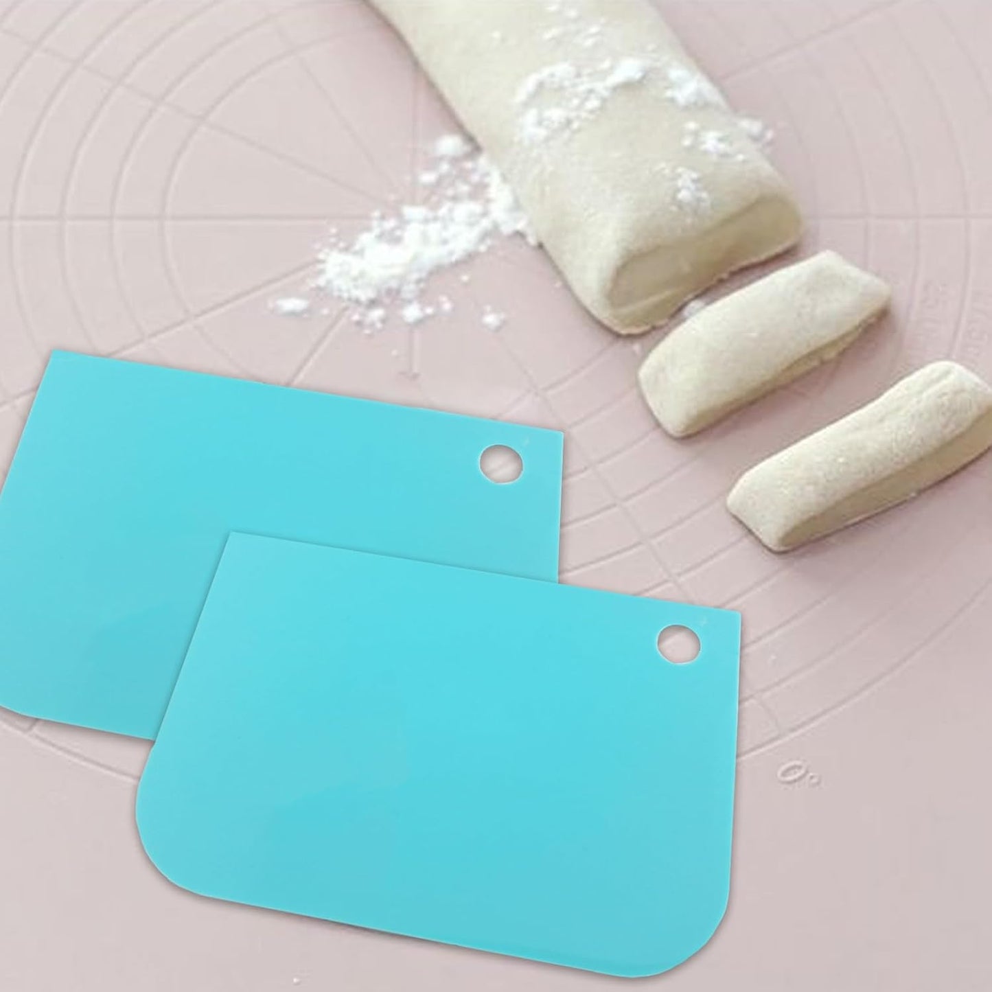 6pcs Cake Scraper Decorating Comb and Icing Smoother Reusable Bread Cream Pizza Cutter-Blue