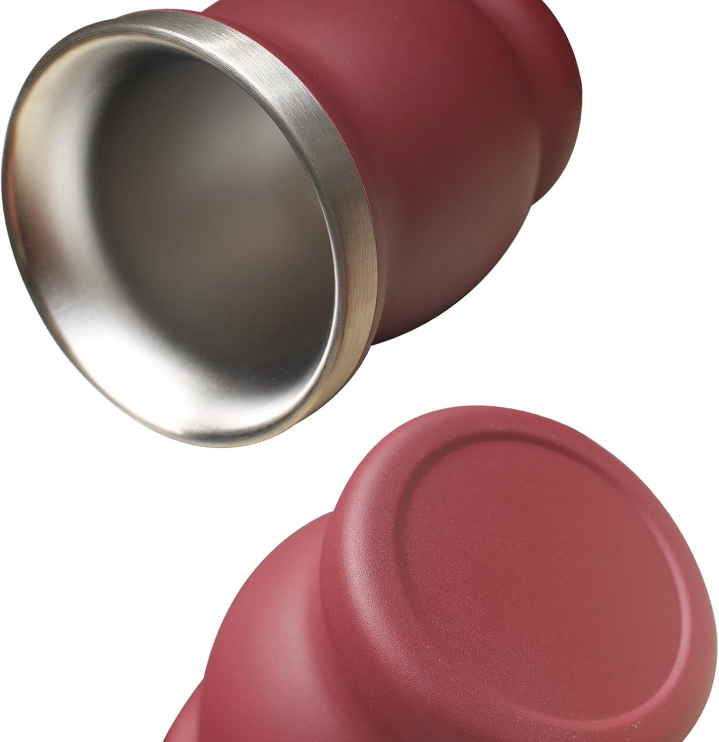 Beruth Bombilla Yerba Mate Gourd, 8oz Stainless Steel Tea Cup Set with a Multifunctional Lid, Two Straws and Cleaning Brushes, Double Walled Coffee Mug Heat Insulation Anti Scalding (Burgundy)