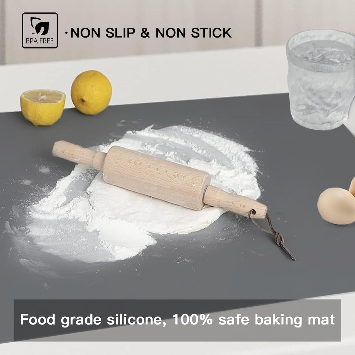 Silicone Mats for Kitchen Counter, 47.3"x23.6"(120cmx60cm) Large Heat Resistant Mat Kitchen Island Waterproof 2MM Thick Countertop Protector Mat Nons-slip Extra Large Counter Mat, Translucent Brown