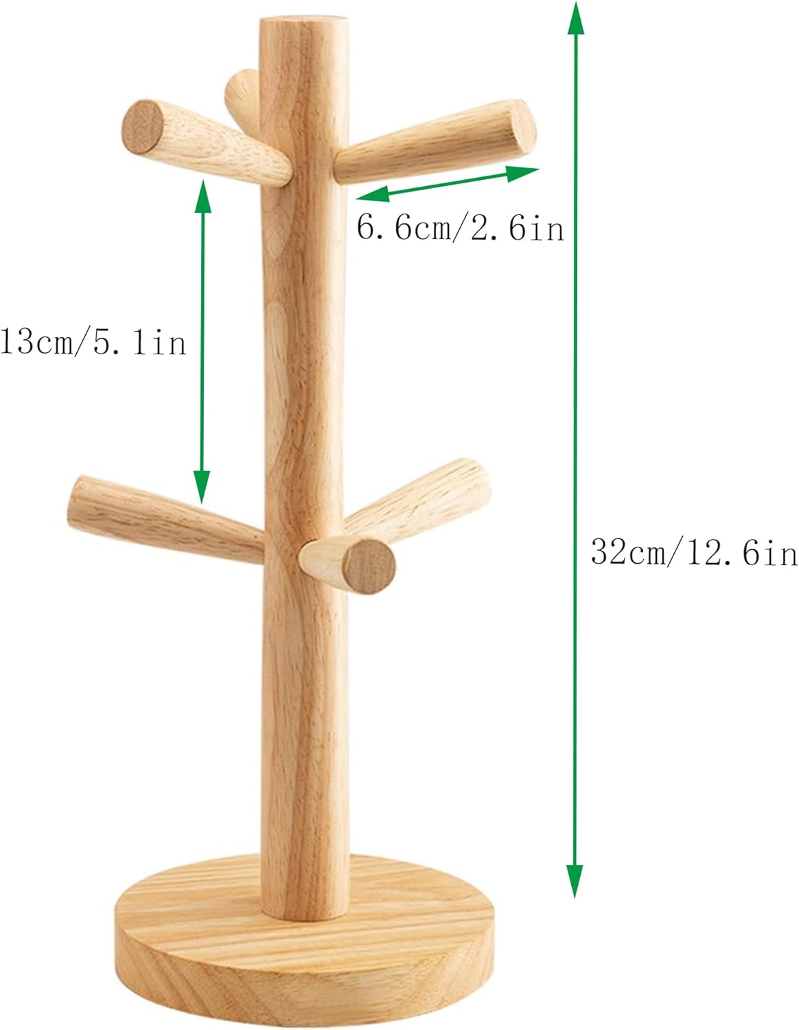 2 Pieces Mug Holder Tree,Coffee Cup Holder with 6 Hooks, Wood Mug Rack for Counter,Coffee Bar Accessories and Orgnizer Station