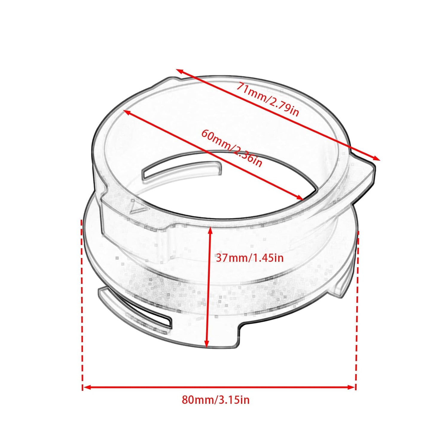 DIBTSA Espresso Dosing Funnel Compatible with Barsetto, Calphalon Temp IQ 58mm Portafilter, Aluminum Alloy, Black