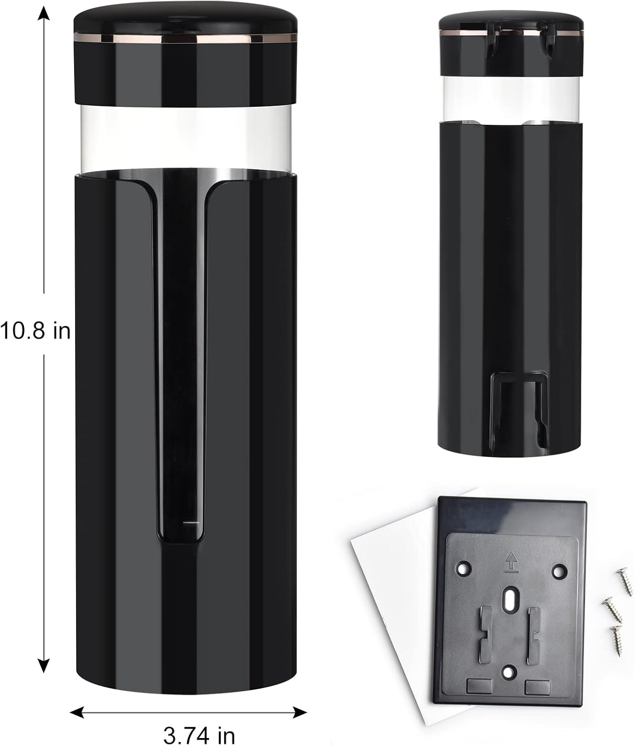 Cup Dispenser, Wall Mount Water Cooler Cup Dispenser fits 4-7 oz Disposable Paper and Plastic Cups, Pull Type Cup Holder for Bathroom, Office, Break Room, Gym, Black