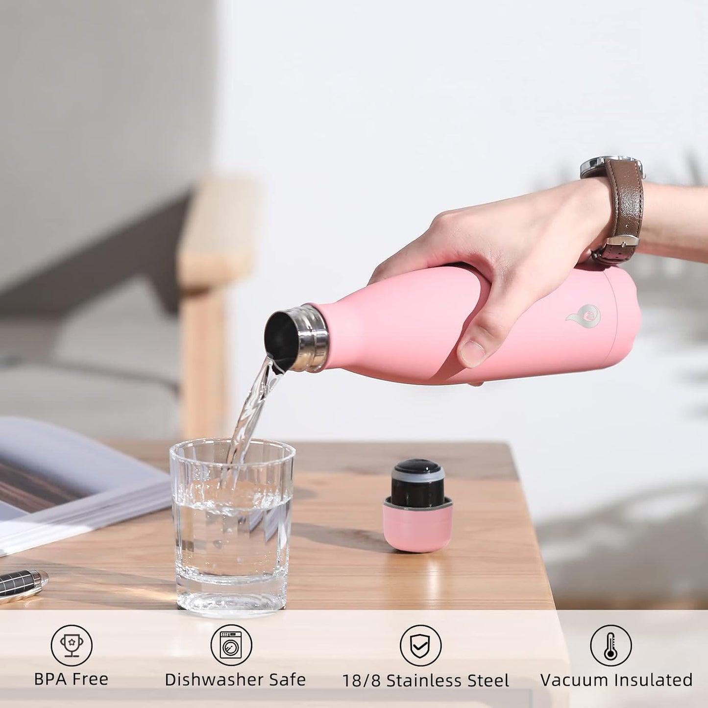 BJPKPK Stainless Steel Water Bottles 17oz Insulated Water Bottle for Travel,Turquoise