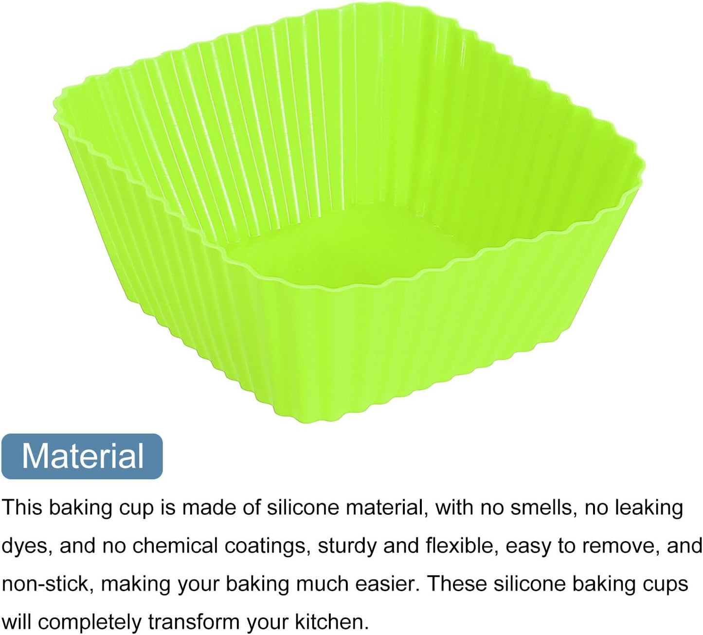 uxcell 18Pcs Silicone Square Baking Cups, Green, Reusable, Perfect for Birthday Parties and Other Celebratory Events