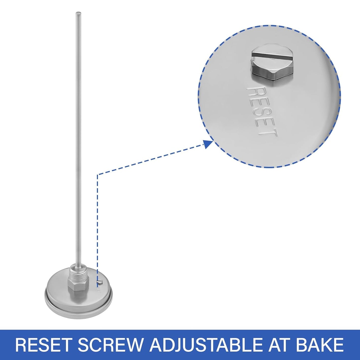 MEASUREMAN Hot Water Bi-Metal Thermometer, 3" Dial, 12" Lead-Free Brass Stem, 32-212°F/0-100°C Range, 2% Accuracy, 1/2" NPT Mount