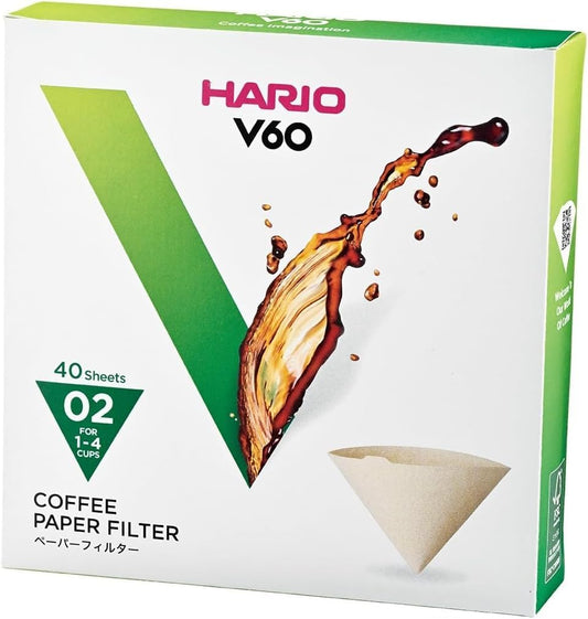 Hario V60 Paper Coffee Filter, Size 02, Natural, 40ct Box
