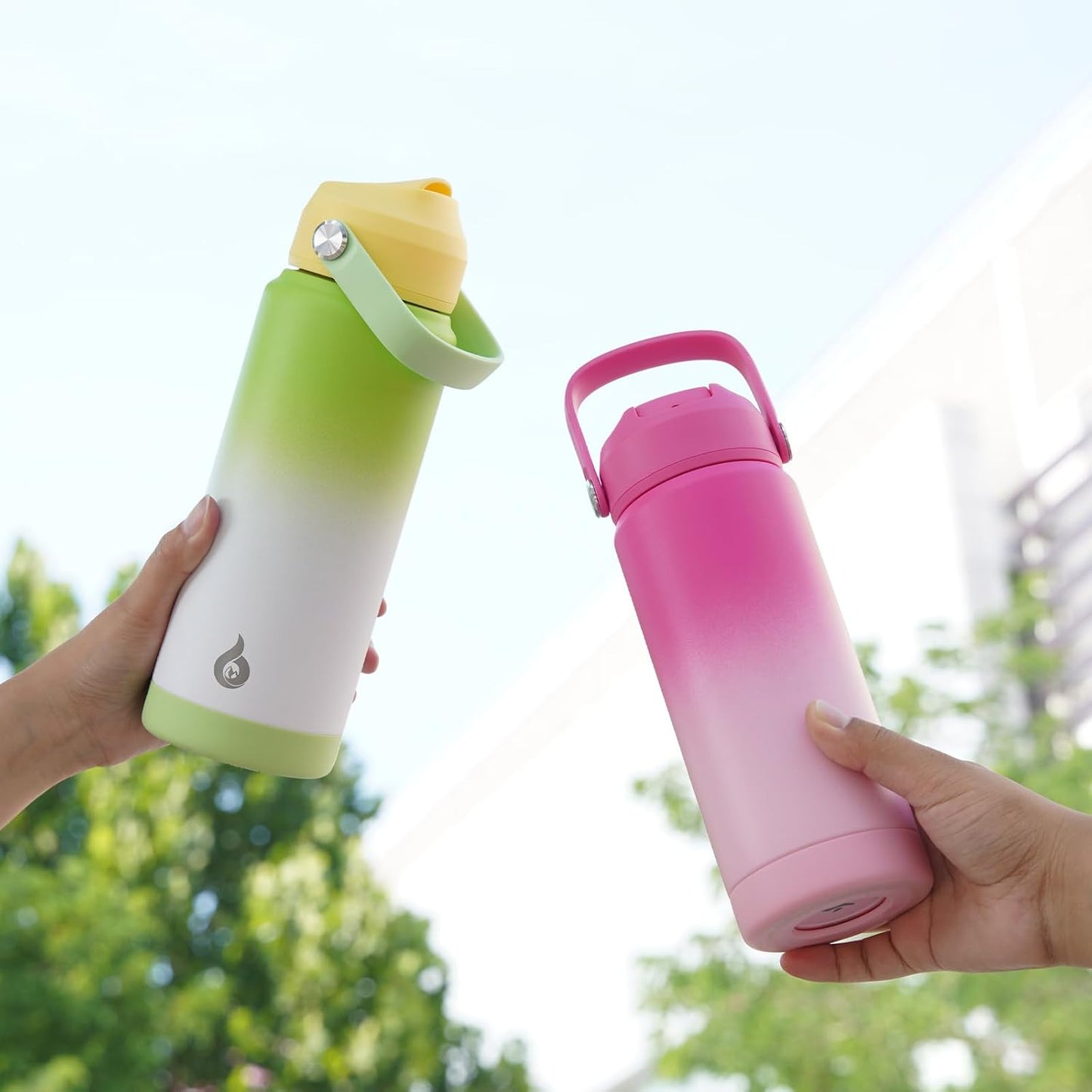 BJPKPK Water Bottle with Straw Lid, 24oz Vacuum Insulated Water Bottles, Metal Stainless Steel Thermos for Sports, Travel, BPA Free Leak Proof Thermos, Cups, Flasks, Tumblers,Green