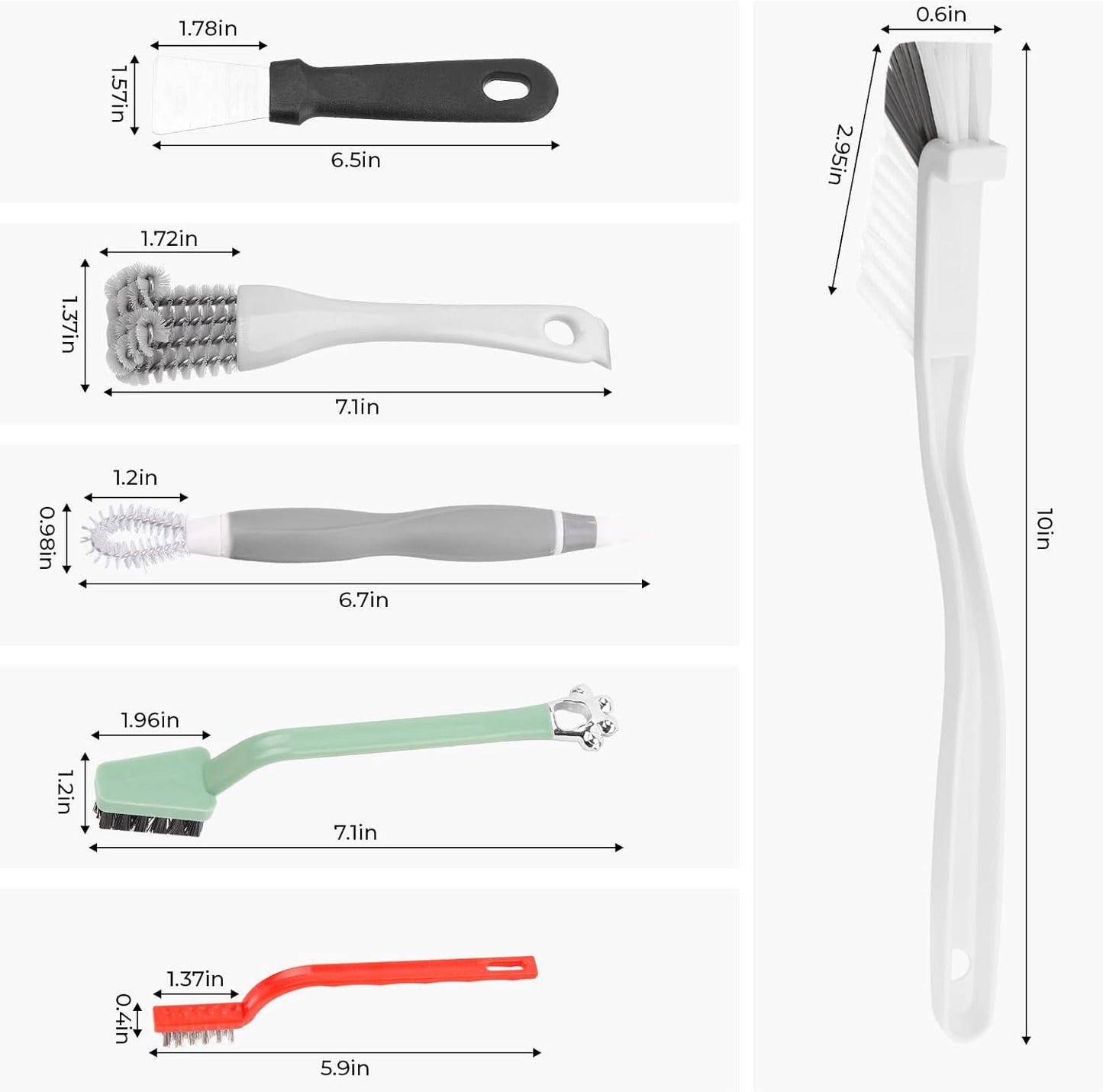 10Pack Kitchen Cleaning Brush Set,Deep Clean Gas Stove Brass Brush, Kitchen Sink Nylon Brushes,Cooktop Scraper,Stiff Bristles Rust Removing and Dust, Scrubber Brush for Range Hood Grease Grime