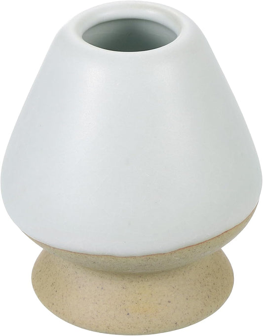 HARFINGTON Ceramic Chasen Stand 65mm Matcha Whisk Holder Teas Set Whisks Stand Traditional Matcha Tea Chasen Holder Tea Set Accessories for Tea Tasting, Gray White