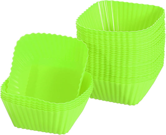 uxcell 36Pcs Silicone Cupcake Baking Cups, Silicone Muffins Liners Non-Stick Square Baking Cups, for Cooking Eggs Baking Muffins and Make a Cake(Green)
