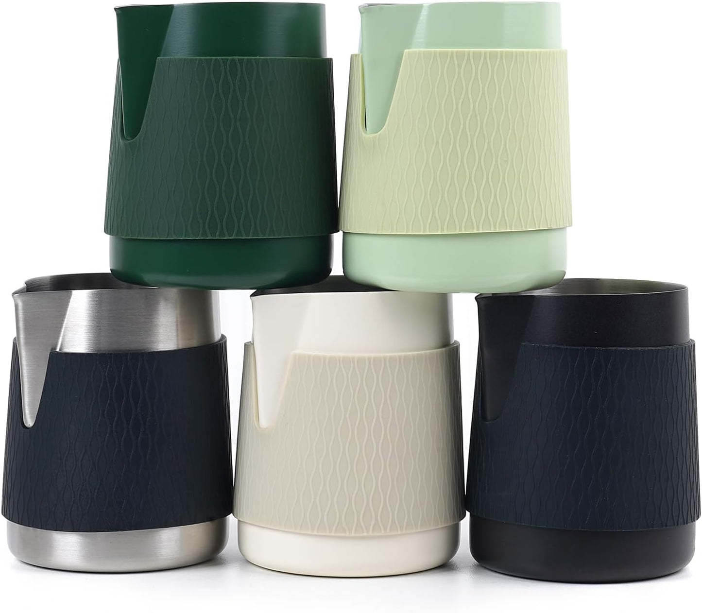 IKAPE Espresso Milk Pitcher, 15.04/450ml Milk Frothing Jug without Handle, Espresso Steaming Pitcher with Sharp Spout for Espresso Barista Tool(white)