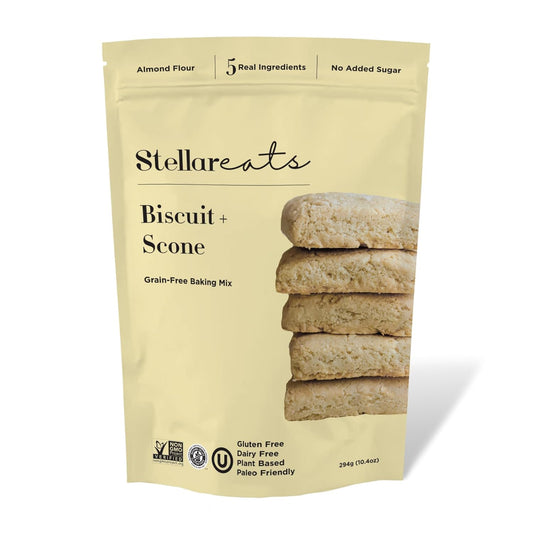 Stellar Eats Grain-Free Biscuit & Scone Baking Mix | Gluten-Free, Dairy-Free, Plant-Based, Paleo-Friendly | Buttery & Decadent Flavor | Almond Flour-Based | Non-GMO Project Verified, Kosher | 10.4 oz | 1 Pack