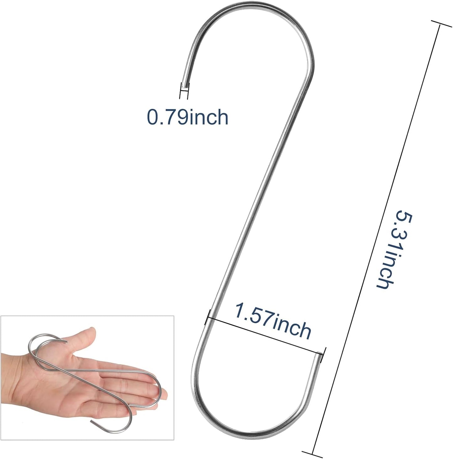 20-Pack S Hooks - Stainless Steel Heavy Duty S Hooks for Hanging pots, Pans, Plants, Coffee Mugs, Towels in Kitchen and Bathroom, Coat, Bag, Work Shop, Perfect Rack Hooks