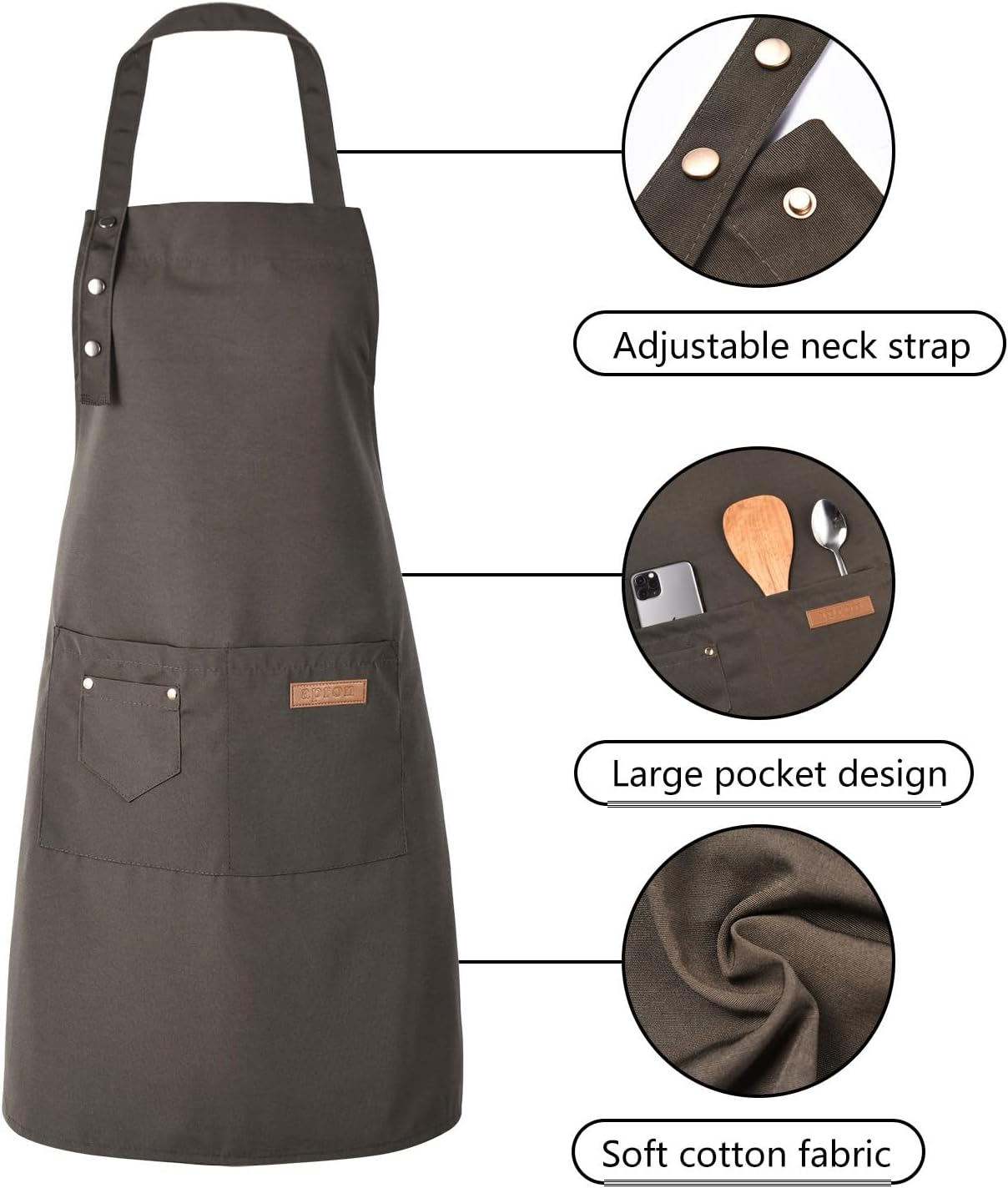 Tosewever Art Aprons for Women Painting Pottery Baking, Mens Buckle Straps Kitchen Apron with Pockets for Chef Cooking