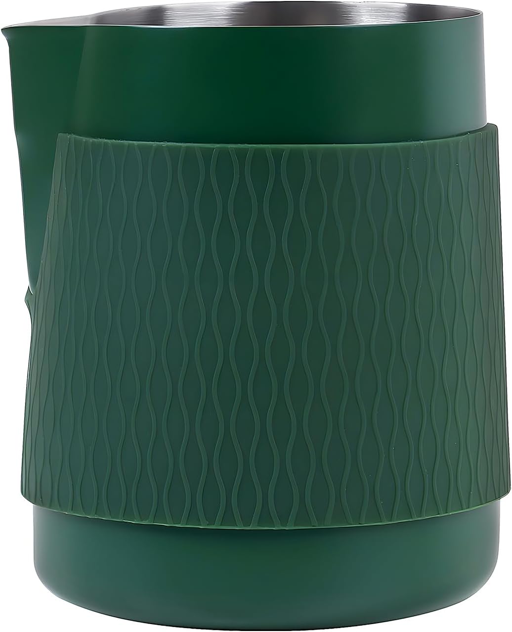 IKAPE Espresso Milk Pitcher, 15.04/450ml Milk Frothing Jug without Handle, Espresso Steaming Pitcher with Sharp Spout for Espresso Barista Tool(green)