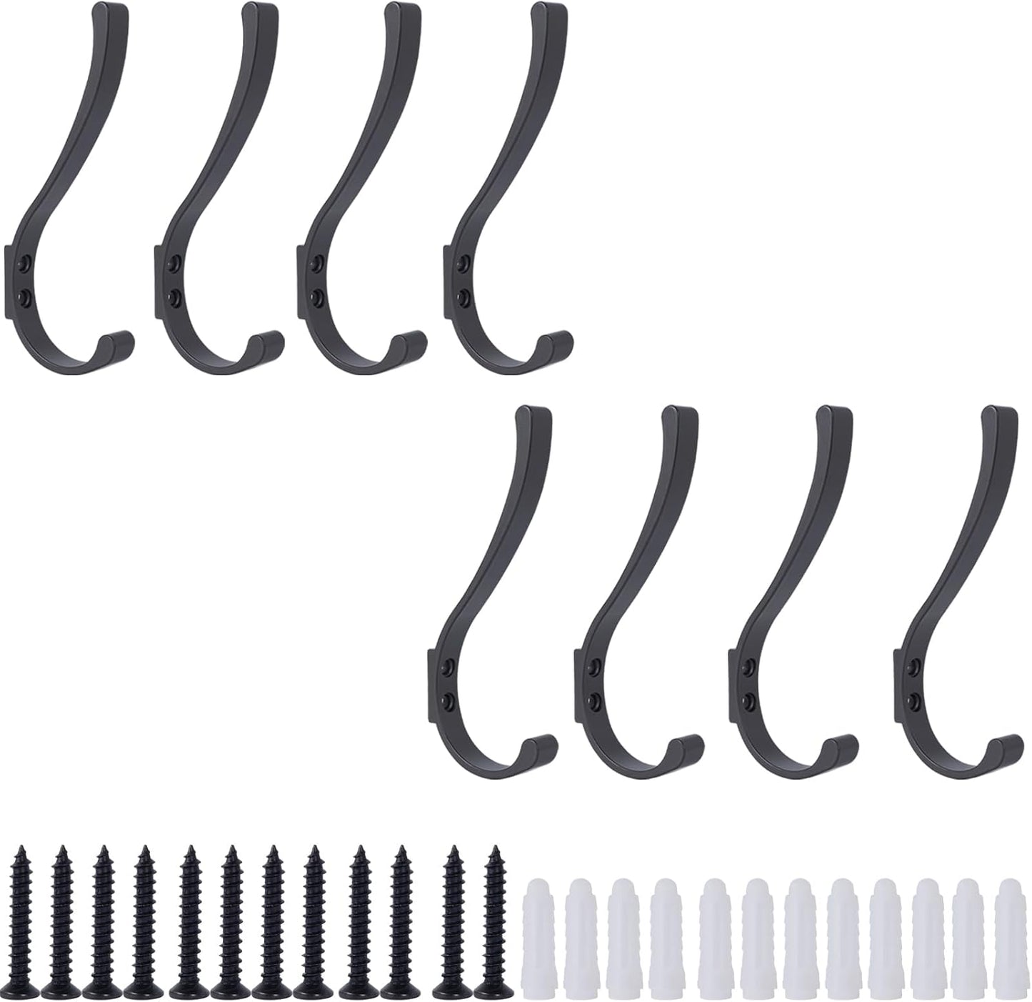 8 Pack Hanging Coat Hooks Wall Mount, Coat Hanger Wall Hangers, Metal Hooks for Hanging Heavy Duty, Screw in Hooks for Hanging Towels, Clothes, Backpack, Hat, Bag, Jacket, Key, Robe, Backpack Grey