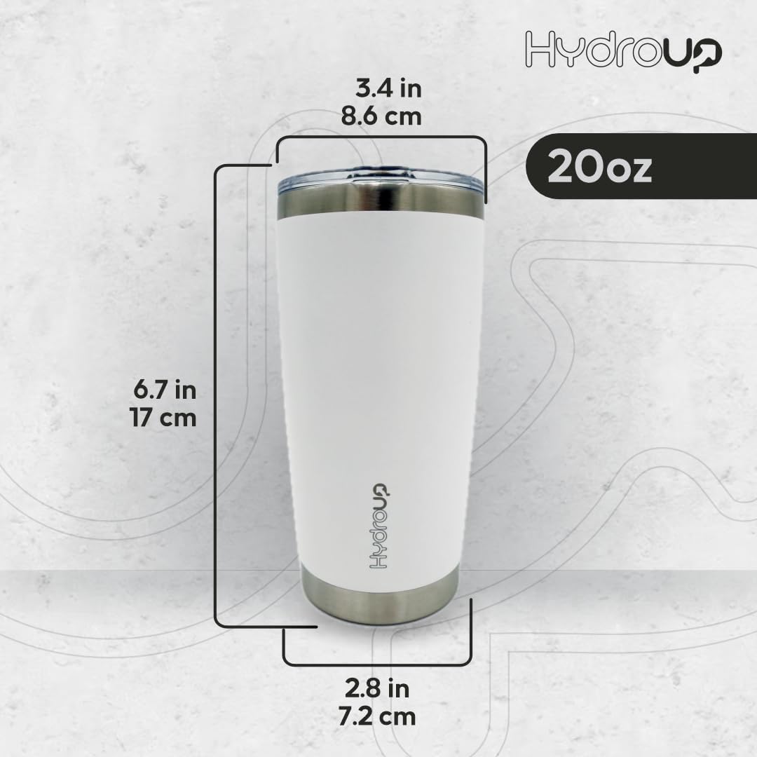 20 oz Tumbler Cup | Stainless Steel Insulated Coffee Mug with Lid | Coffee Travel Mug & Iced Coffee Cup | Leakproof Coffee Tumbler | BPA-Free Insulated Tumblers (White)