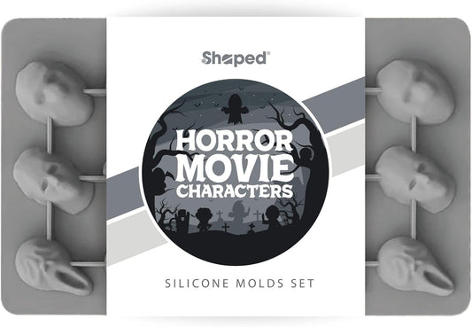ShapedIceMolds Horror Movie Character Molds – Halloween Silicone Molds for Chocolate, Candy, Soap, Fondant, Resin, Crafts – 3D Creepy Scary Film Icons for Party Treats & DIY Decor (Gray)