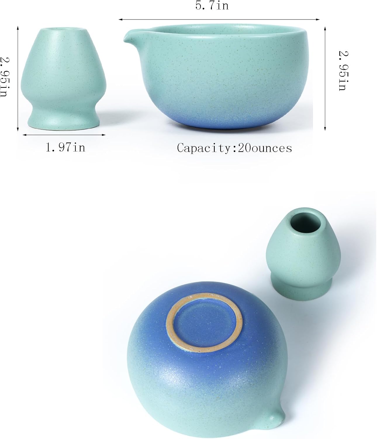 Japanese ceramic matcha bowl. 20 ounce ceramic bowl. Matcha tea bowl. A gift for matcha enthusiasts (blue)