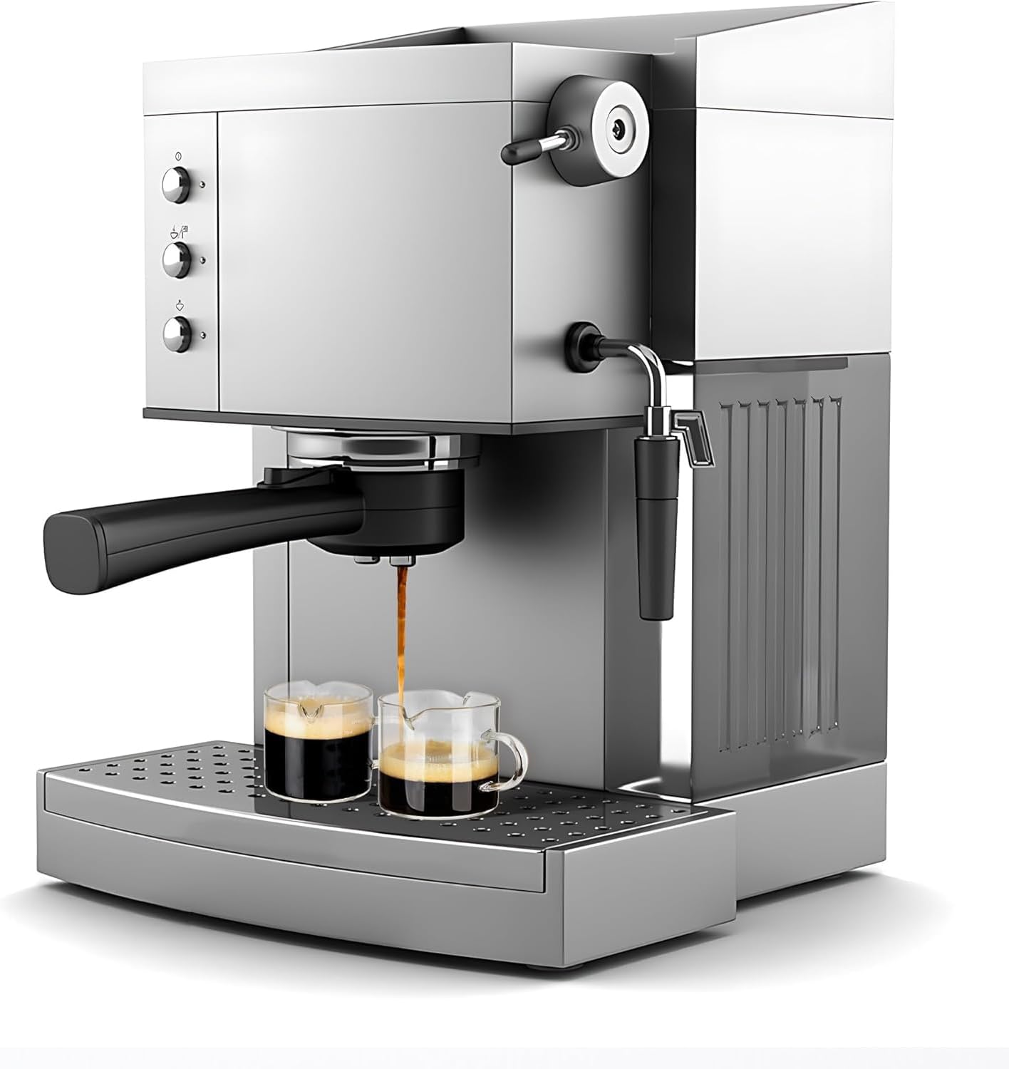 2PCS Espresso Shot Glasses Cup,75ML/2.5OZ Double Spouts Glass Coffe Cup with Handle (Clear)