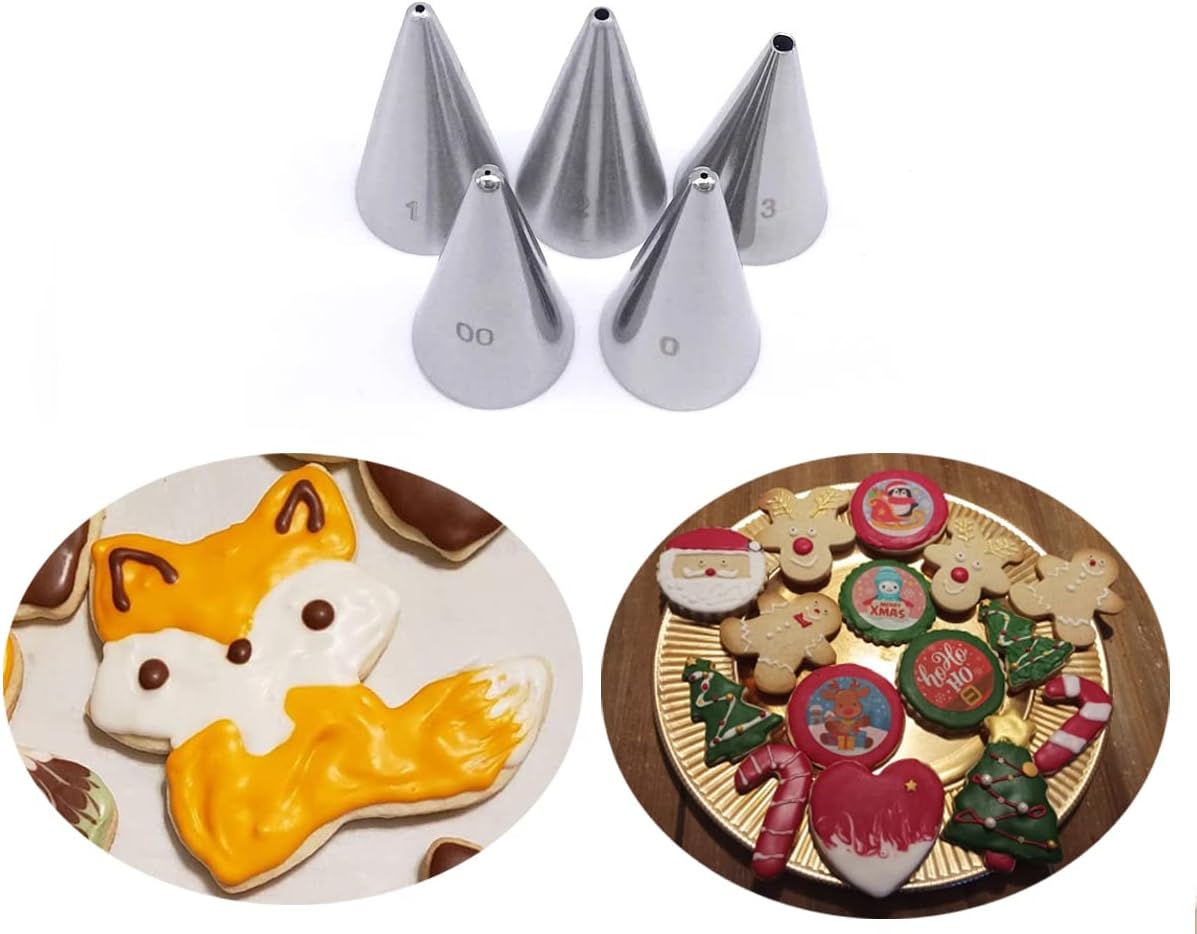 Small Round Piping Tips Set,Icing Piping Nozzles Frosting Tips for Pastry,Writing,Cake Cupcake Cookie Decorating,5 Pcs