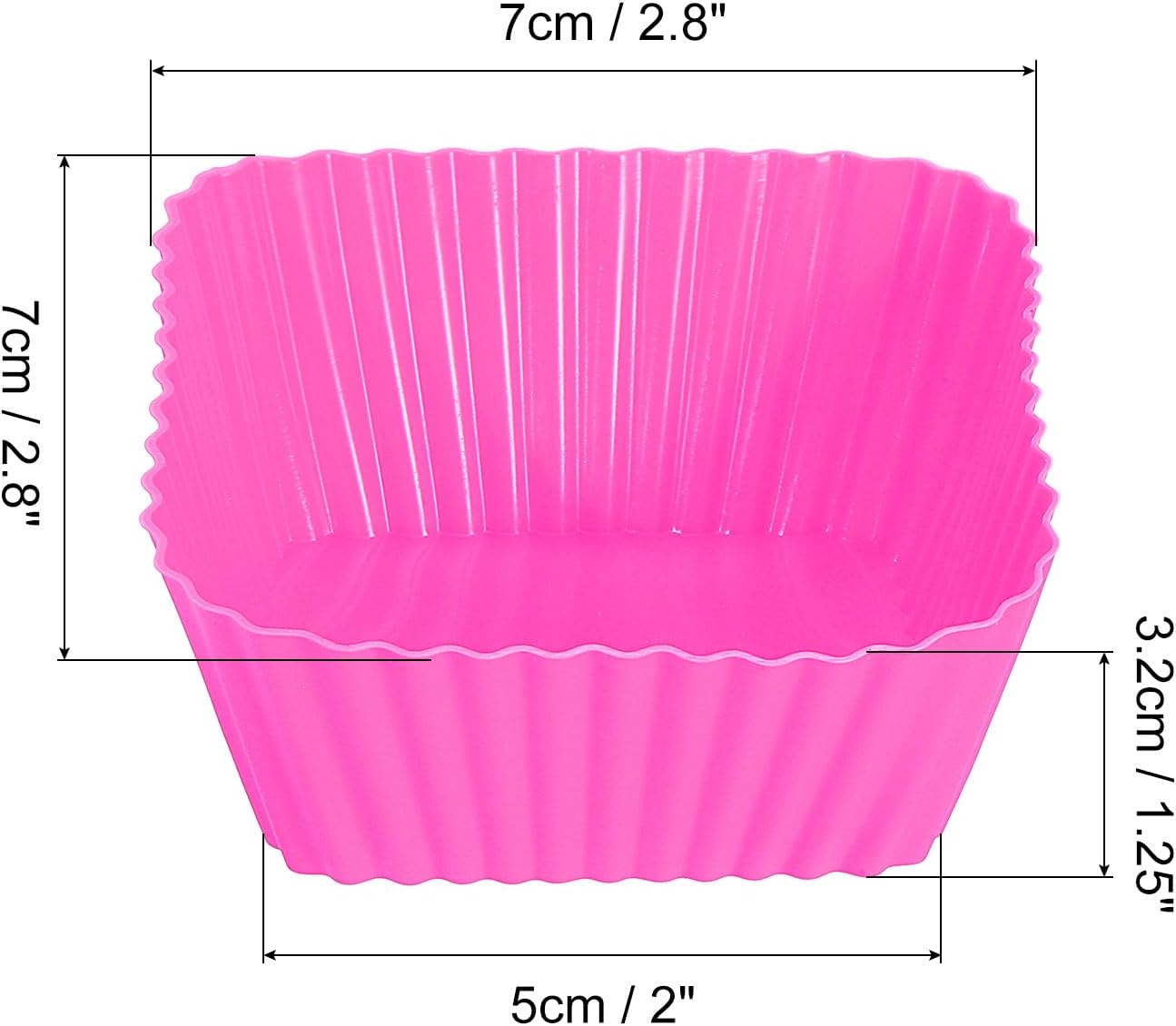 uxcell 18Pcs Silicone Cupcake Baking Cups, Silicone Muffins Liners Non-Stick Square Baking Cups, for Cooking Eggs Baking Muffins and Make a Cake(Rose Red)