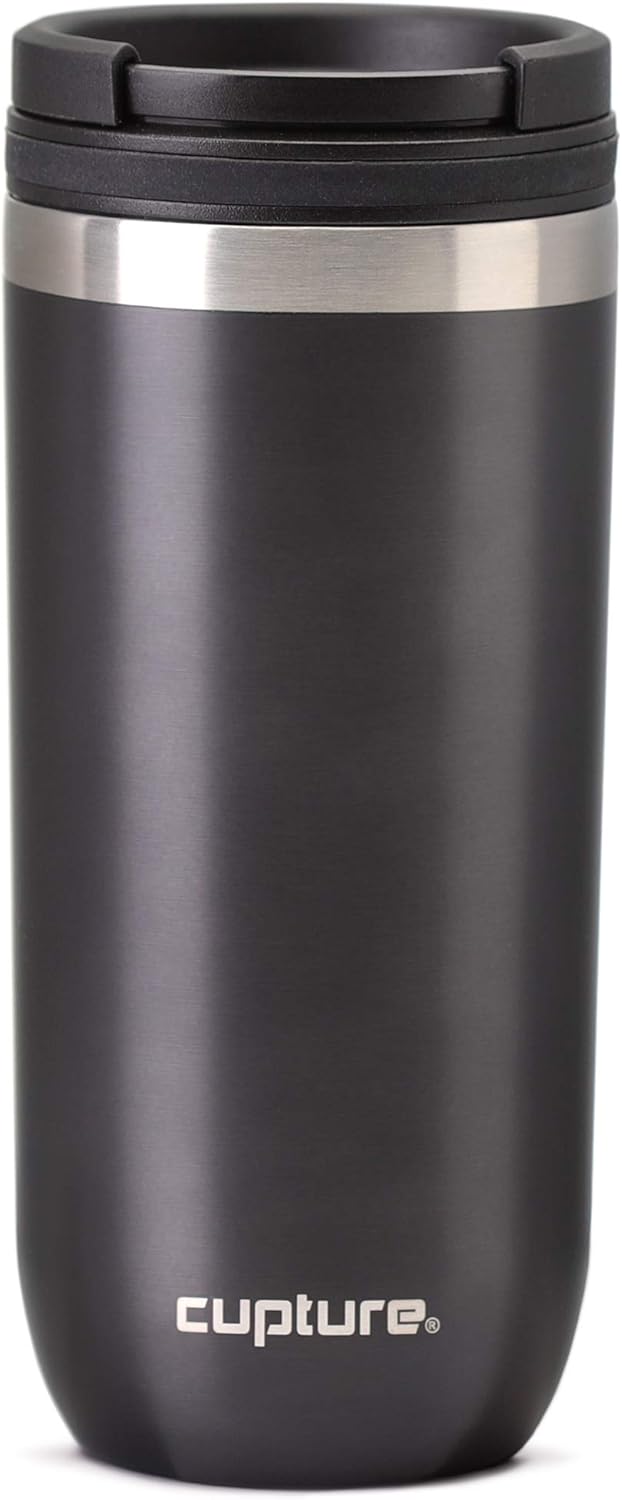 Cupture TWIST-TOP Vacuum-Insulated Stainless Steel Travel Mug, 16 oz, Gunmetal Gray