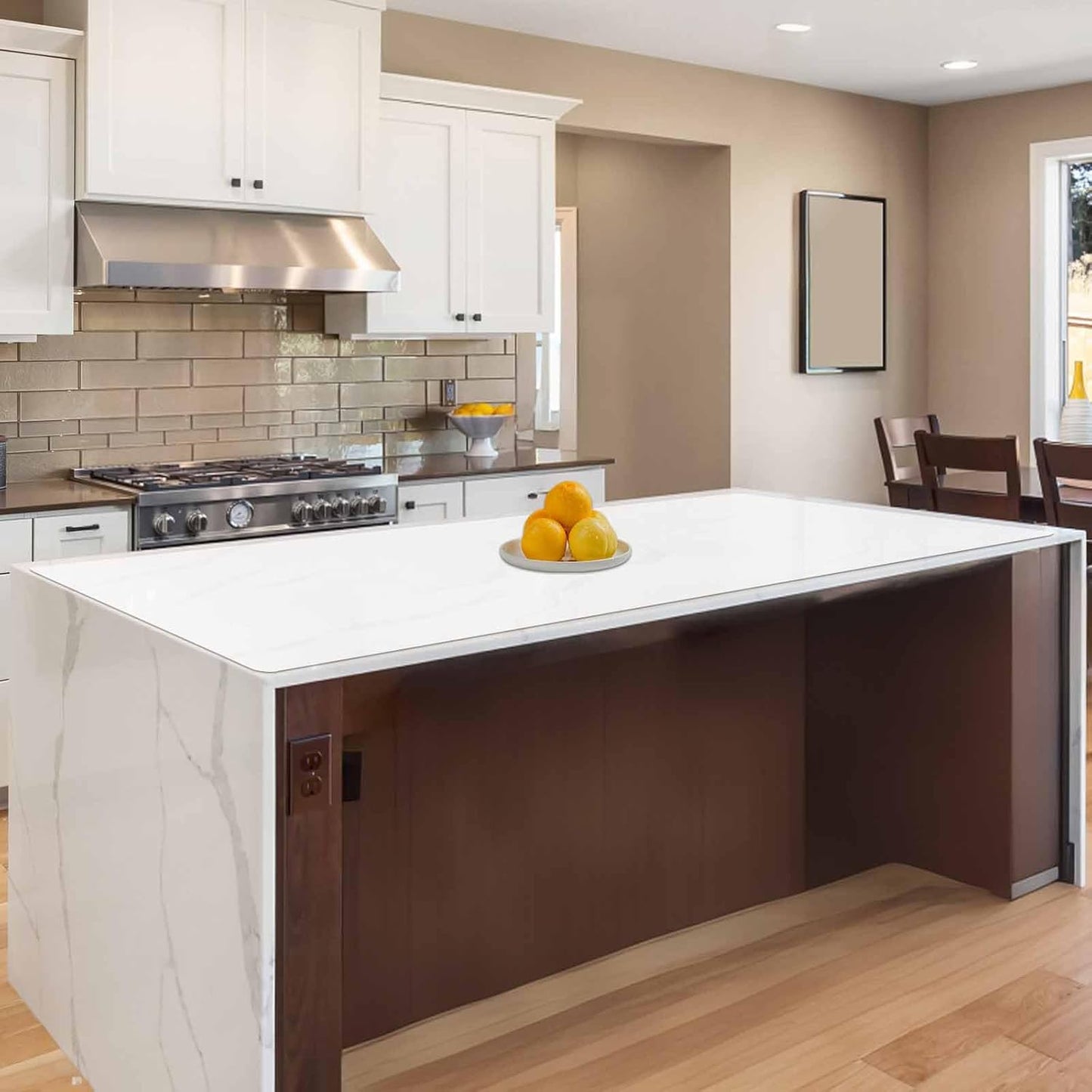 47.2"x23.6"(120cmx60cm) Large Silicone Mat for Kitchen Counter, Non-Slip Heat Resistant Countertop Protector, Waterproof Multipurpose Mat for Kitchen Island, Semitransparent