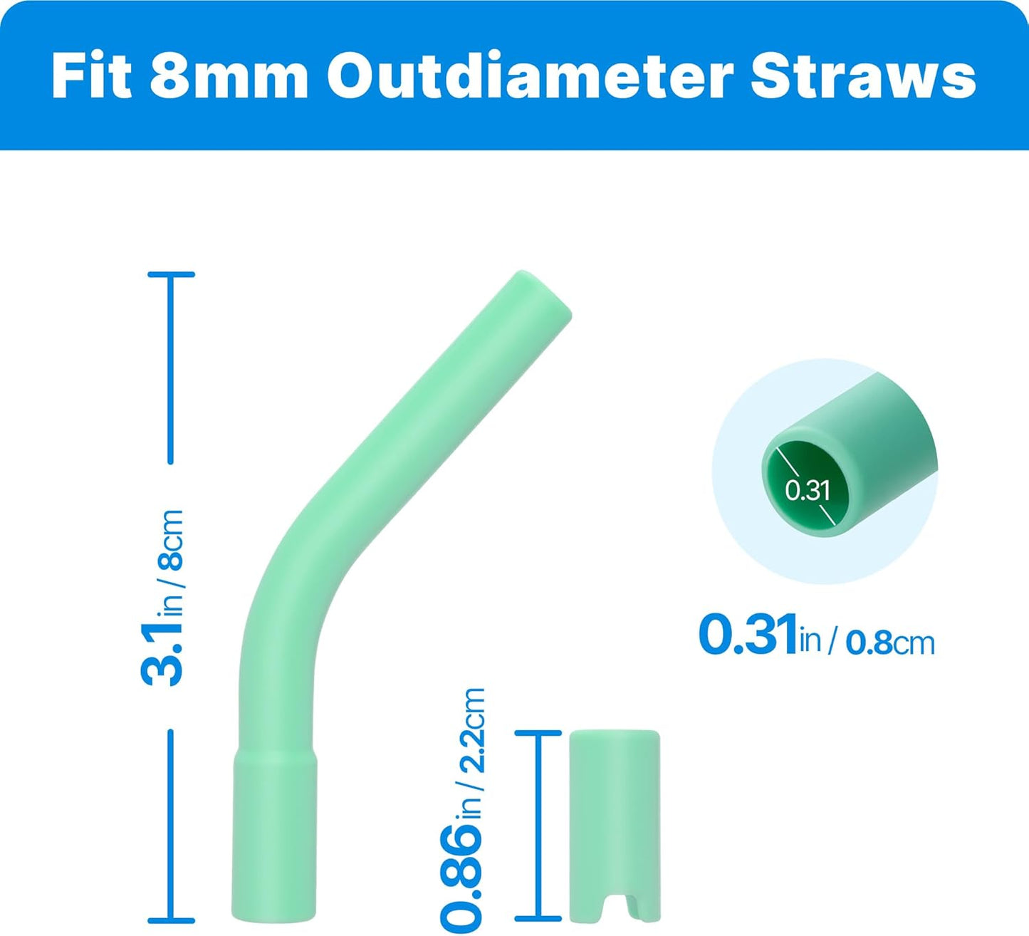 6Pcs Silicone Straw Tips, Reusable Rubber Straw Tips for Metal Straws and Other 0.31Inch (8MM Outdiameter) Straws, Fit for Stanley Cup Tumbler (Black)