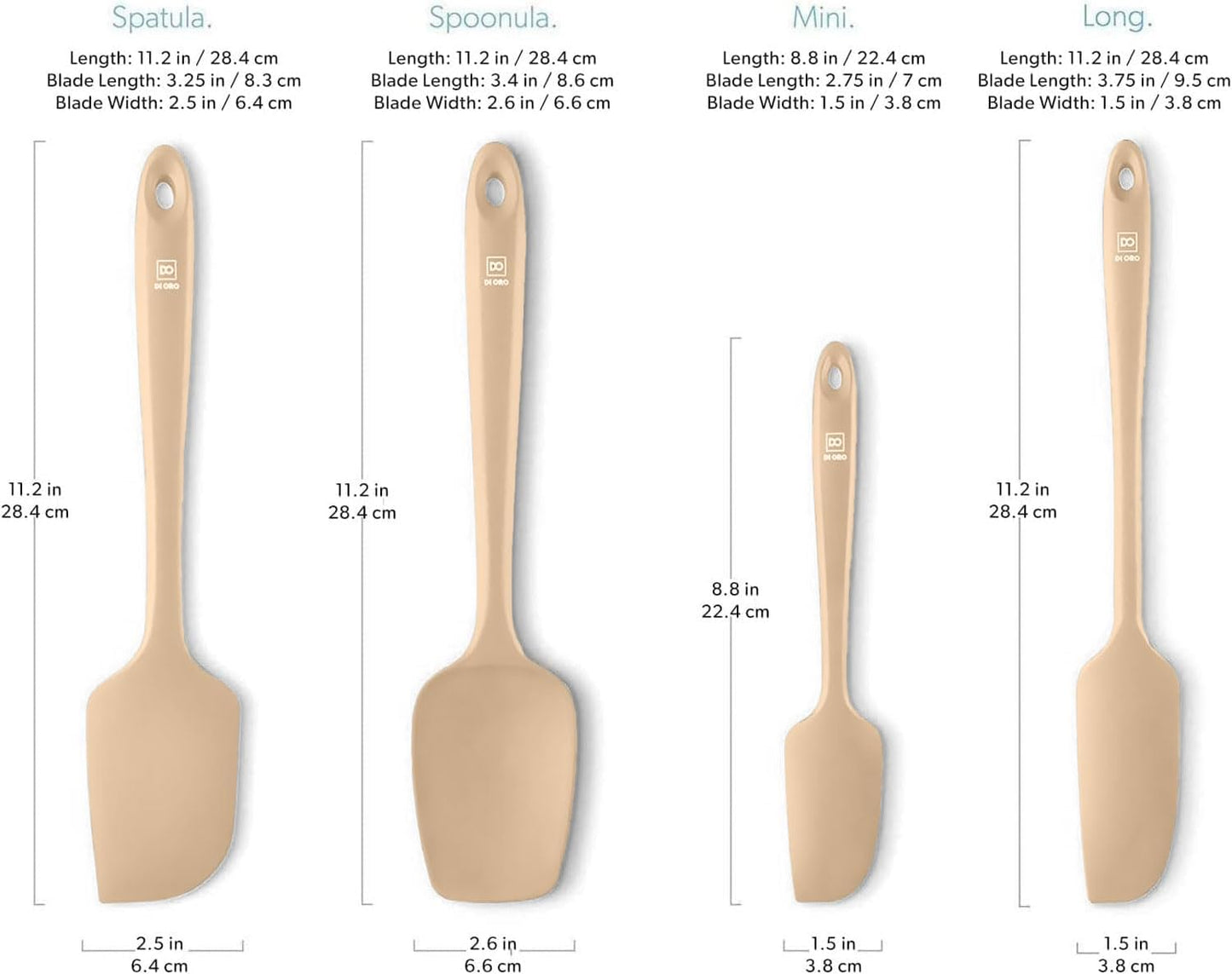 DI ORO Silicone Spatula Set - Rubber Kitchen Spatulas for Baking, Cooking, & Mixing - 600°F Heat-Resistant & BPA Free Silicone Scraper Spatulas for Nonstick Cookware - Dishwasher Safe (4pc, Clay)