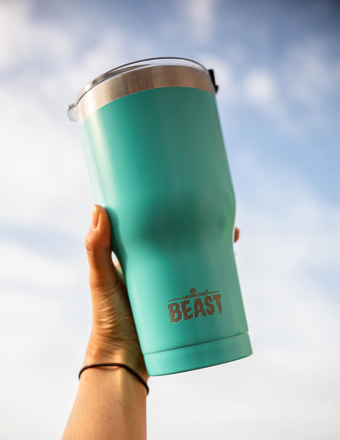 Beast 40 oz Tumbler Stainless Steel Vacuum Insulated Coffee Ice Cup Double Wall Travel Flask (Aquamarine Blue)