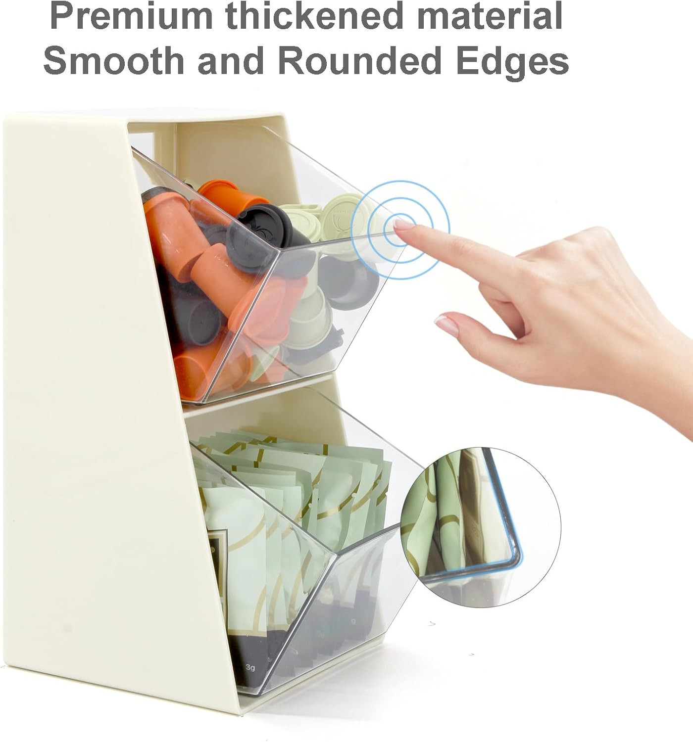 Bokelai 2 Pack Coffee Pod Holder K Cup Storage Coffee Bar Organizer for Home and Office Countertop Organiser Storage Bins for Coffee Station Counter Container for Tea bag Sugar Creamer Filter White