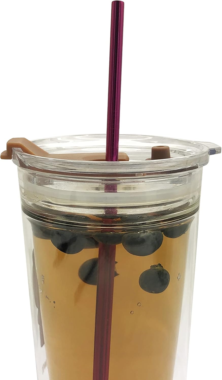 10 Pcs Stainless Steel Straws, Reusable Drinking Straws, Straight Metal Straw Sets with 2 Pcs Cleaning Brushes (10.5 Inch, Rose Red)