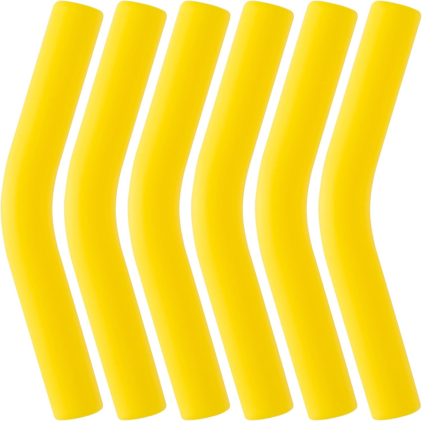 6Pcs Metal Straw Silicone Tips 5/16 IN Wide(8mm Outer Diameter) Food Grade Rubber Straw Covers Yellow Flex Elbow Replacement Tip for Stainless Steel Metal Straws