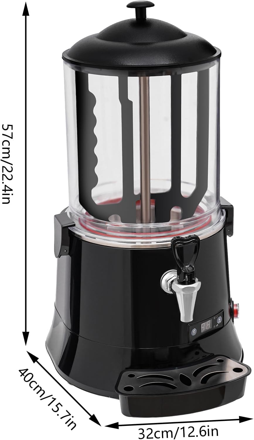 Hot Chocolate Maker Machine, 400W 10L/2.7Gal Electric Stainless Steel Hot Chocolate Dispenser Melting Machine, Commercial Beverage Warmer Coffee Maker for Kitchen Party, Black