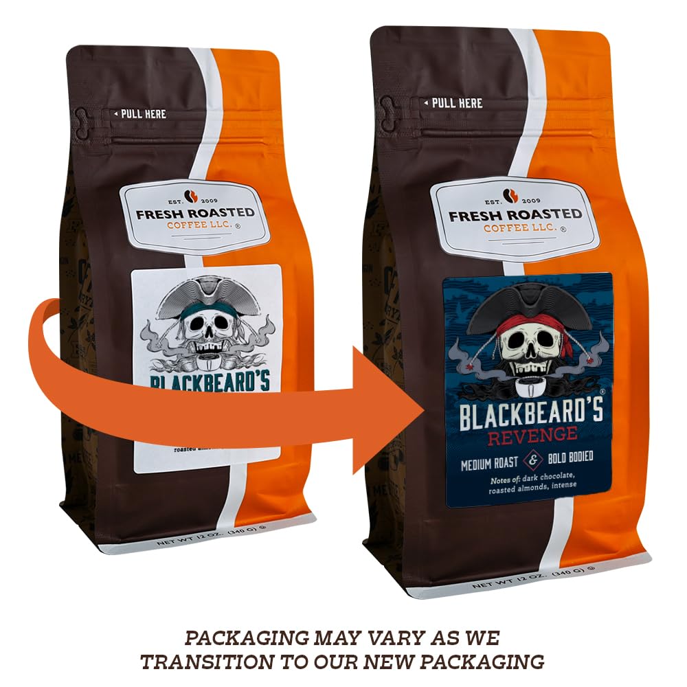 Fresh Roasted Coffee, Blackbeard's Revenge, 12 oz, Medium Roast, Kosher, Ground