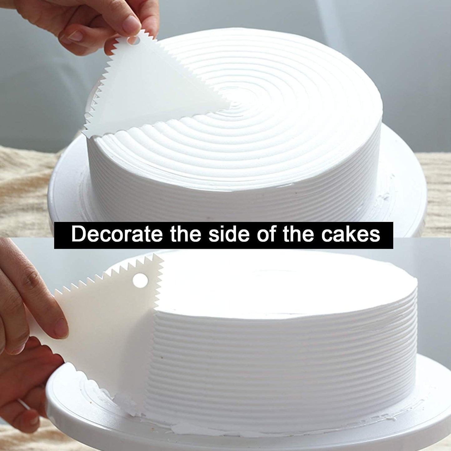 Anvin Cake Scraper Smoother Cake Icing Tool Set, Plastic Scraper Cake Frosting Scraper Smoother Combo for Buttercream Edge Decorating Cake Smoother Flexible for Baking Birthday DIY Kitchen (10 Pcs)