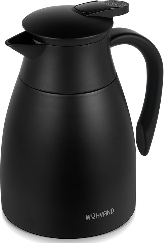 34 Oz Thermal Coffee Carafe, Stainless Steel Insulated Vacuum coffee crafts to keep coffee hot, 1 Liter Tea Water Coffee and Beverage Dispenser (Black)