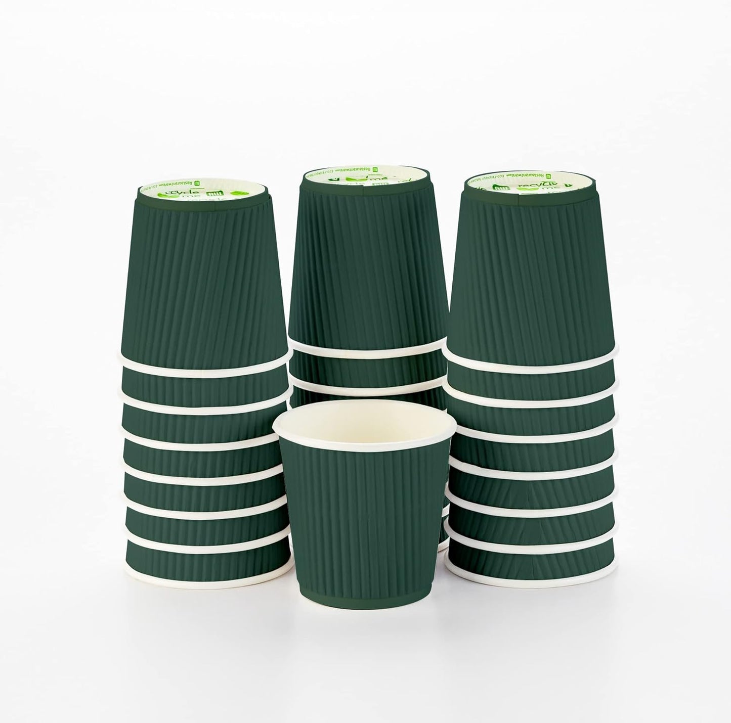 4 oz Forest Green Paper Coffee Cup - Ripple Wall - 2 1/2" x 2 1/2" x 2 1/4" - 500 count box